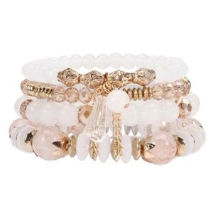 New 4PC white and gold bracelet set